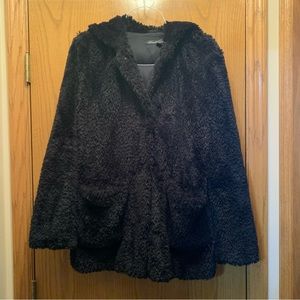 Kenneth Cole Size M Faux Fur Black Coat Excellent Condition